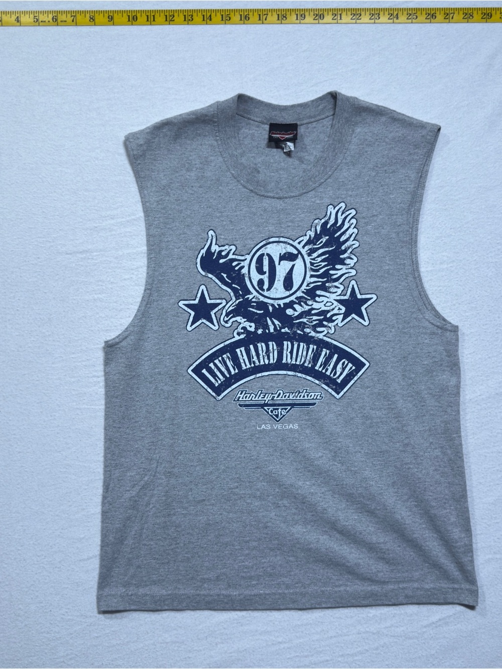 Harley-Davidson Gray Sleeveless Tank with Navy Eagle Graphic